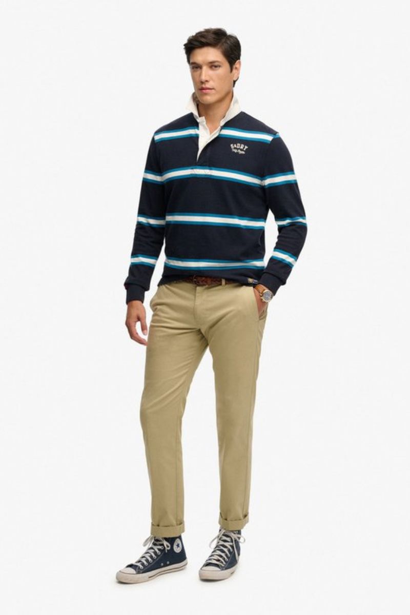 Superdry Vintage Athletic Stripe Rugby Top Navy