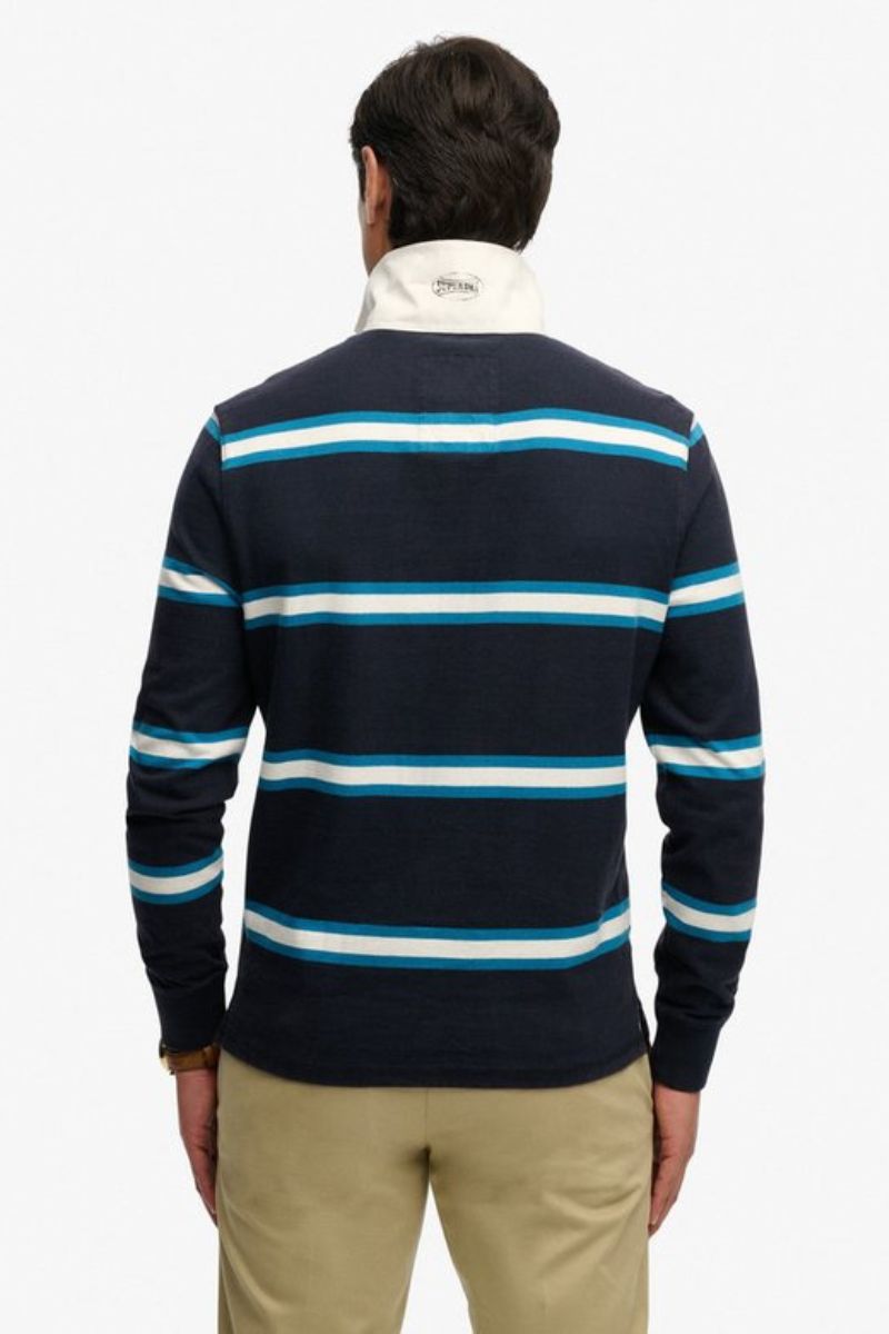 Superdry Vintage Athletic Stripe Rugby Top Navy