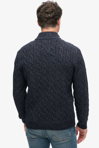 Superdry Cable Button Neck Dark Navy