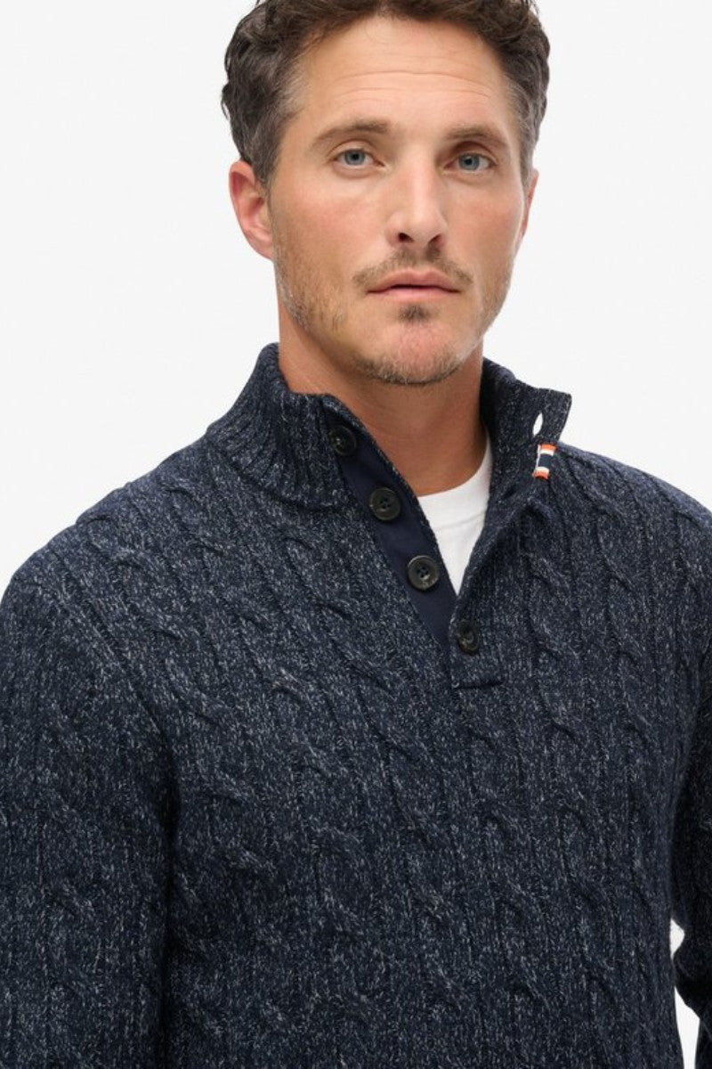 Superdry Cable Button Neck Dark Navy