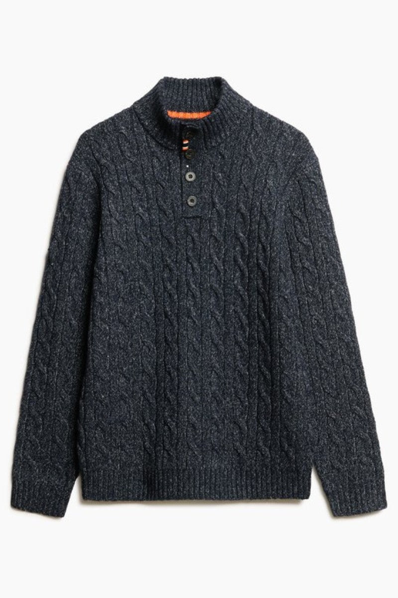 Superdry Cable Button Neck Dark Navy