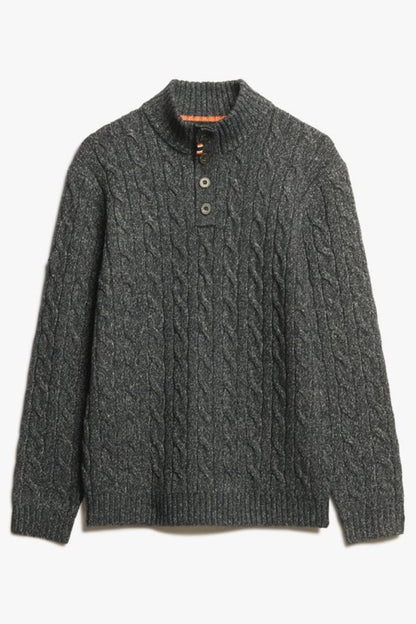 Superdry Cable Button Neck Washed Black