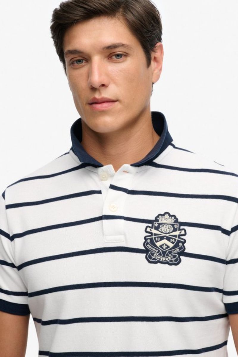 Superdry Crest Stripe Polo Optic Navy