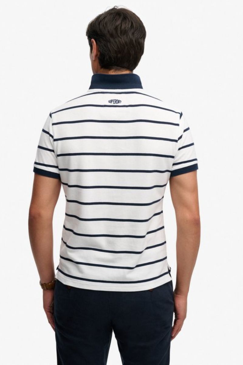 Superdry Crest Stripe Polo Optic Navy