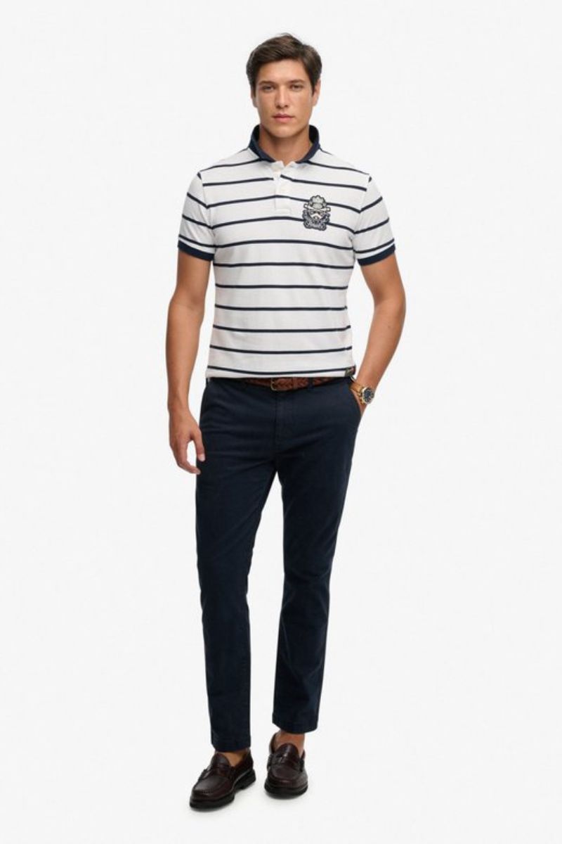 Superdry Crest Stripe Polo Optic Navy