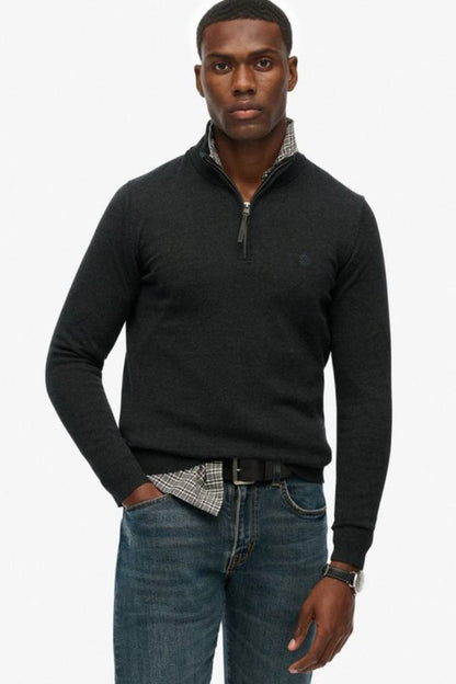 Superdry Essential Cotton Half Zip Charcoal