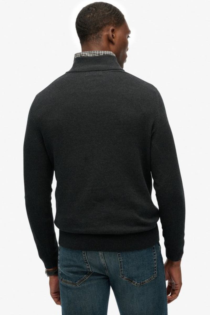 Superdry Essential Cotton Half Zip Charcoal