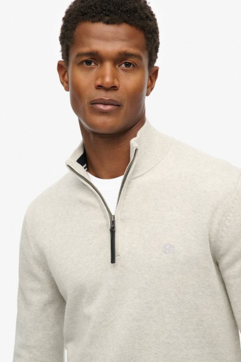 Superdry Essential Cotton Half Zip Grey