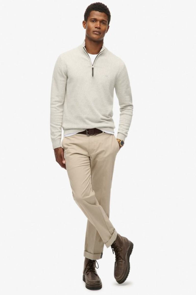 Superdry Essential Cotton Half Zip Grey