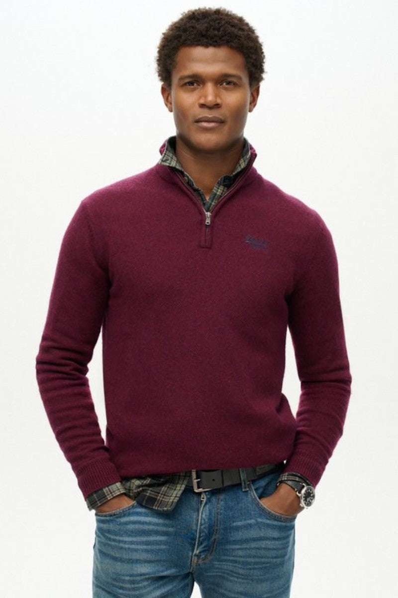 Superdry Essential Half Zip Knit Berry