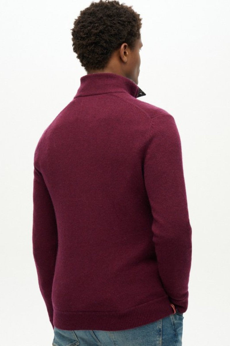 Superdry Essential Half Zip Knit Berry