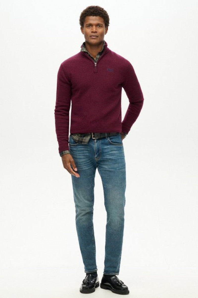 Superdry Essential Half Zip Knit Berry