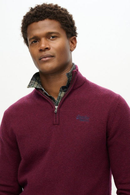 Superdry Essential Half Zip Knit Berry