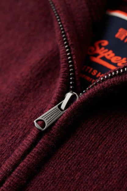 Superdry Essential Half Zip Knit Berry