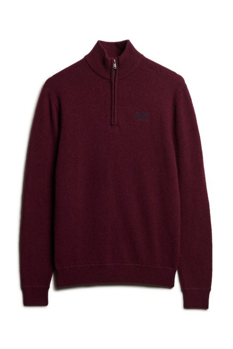 Superdry Essential Half Zip Knit Berry