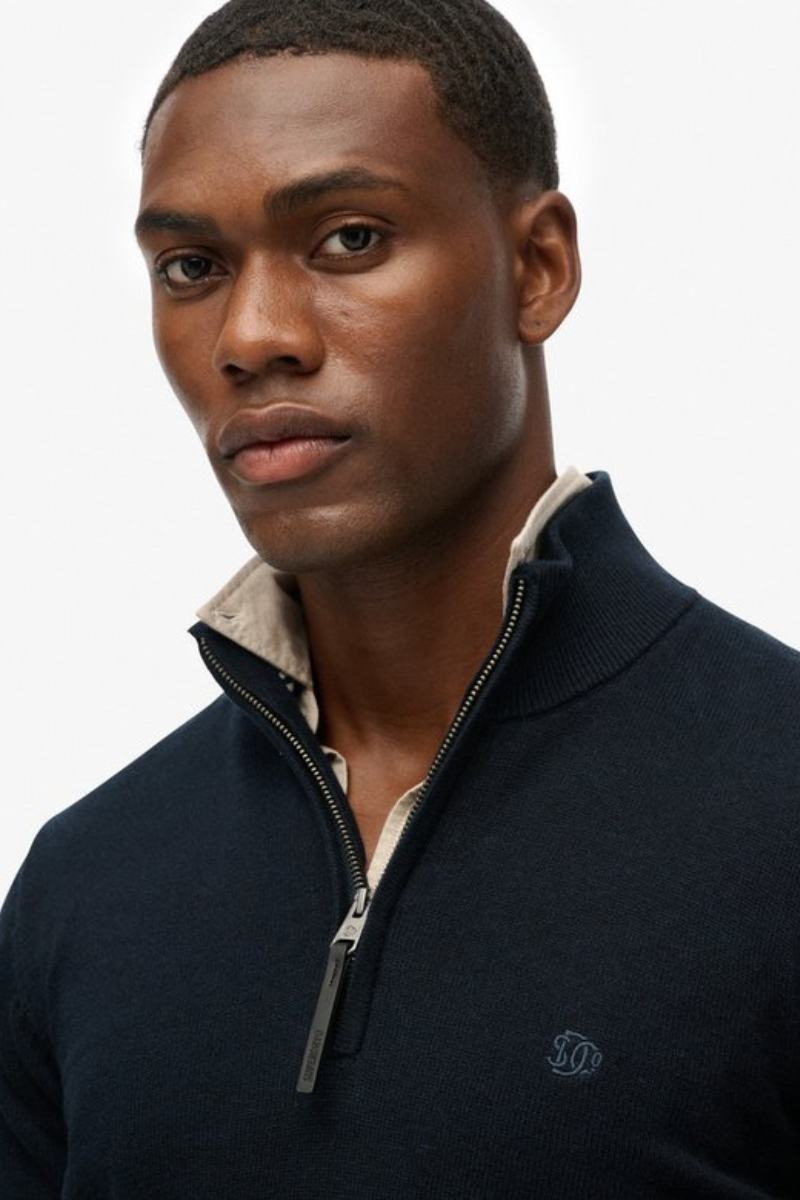 Superdry Essential Cotton Half Zip Navy