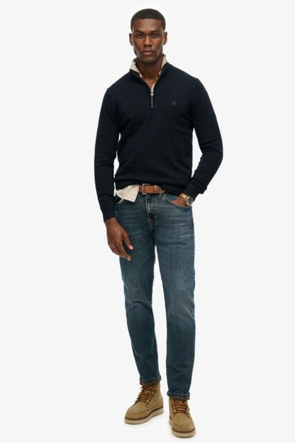 Superdry Essential Cotton Half Zip Navy