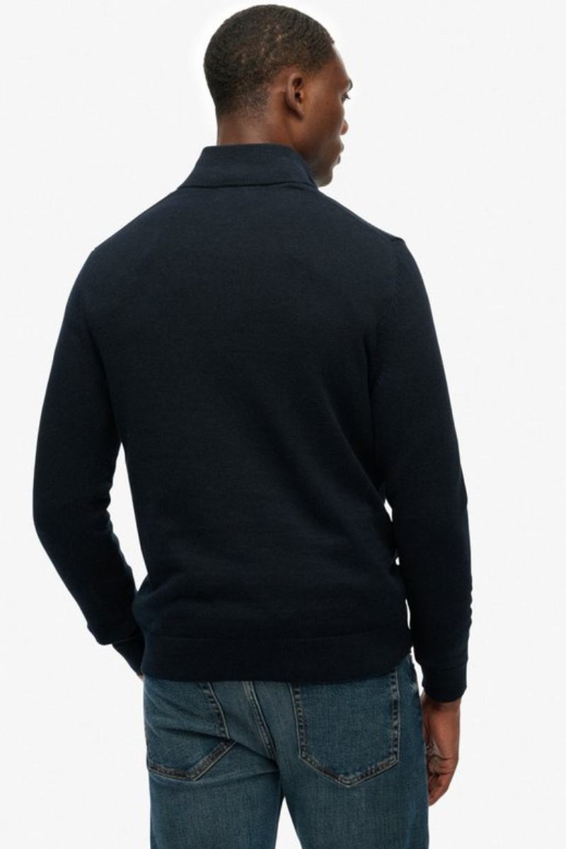 Superdry Essential Cotton Half Zip Navy