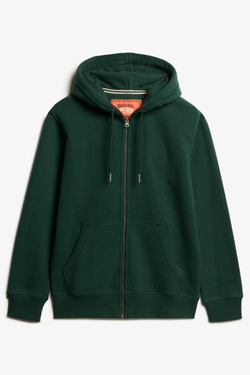 Superdry Ess Logo Zip Hoodie Enamel Green