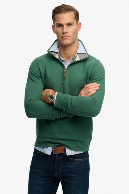 Superdry Essential Pique Half Zip Jumper Green