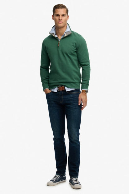 Superdry Essential Pique Half Zip Jumper Green