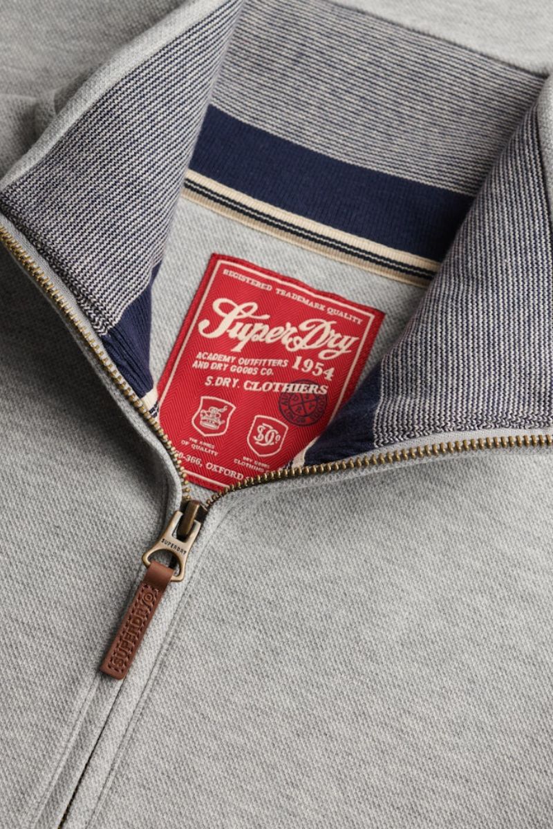 Superdry Essential Pique Half Zip Jumper Grey
