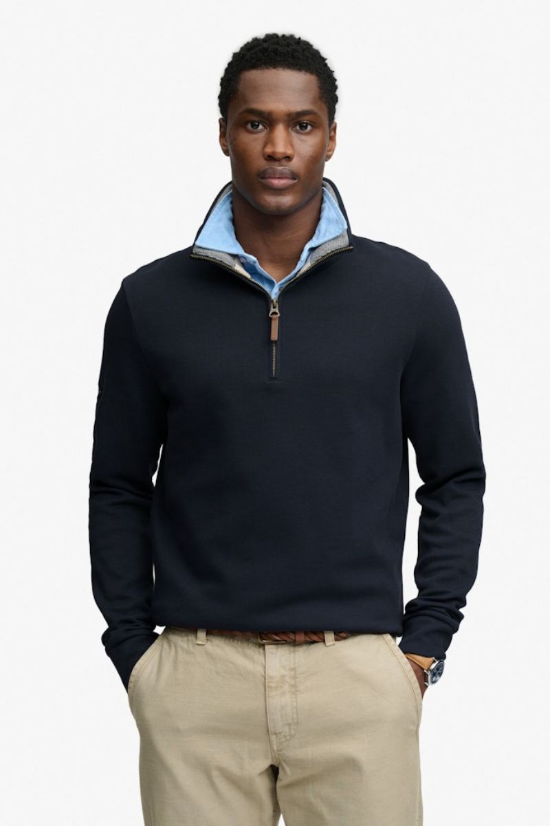 Superdry Essential Pique Half Zip Jumper Navy