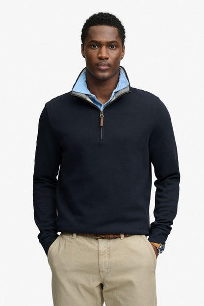 Superdry Essential Pique Half Zip Jumper Navy