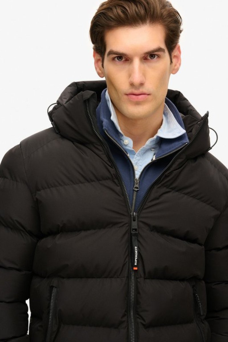 Superdry Hooded Sports Puffer Black