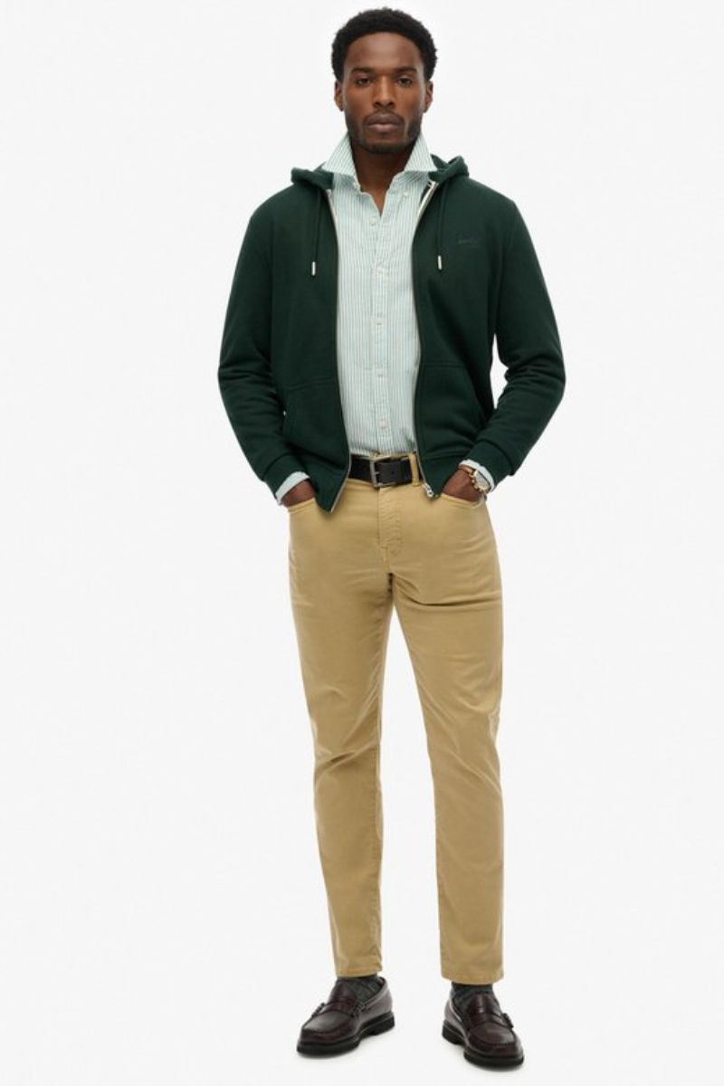 Superdry Essential Logo Zip Hoodie Forest Green