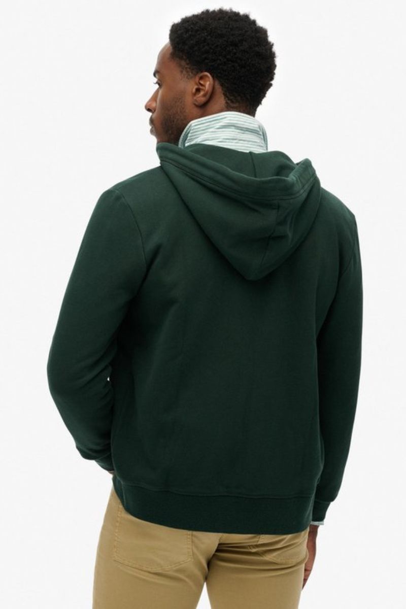 Superdry Essential Logo Zip Hoodie Forest Green