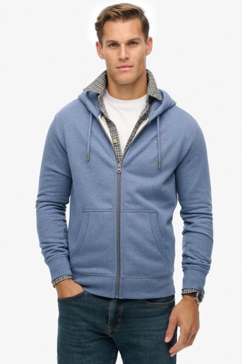 Superdry Essential Logo Zip Hoodie Blue