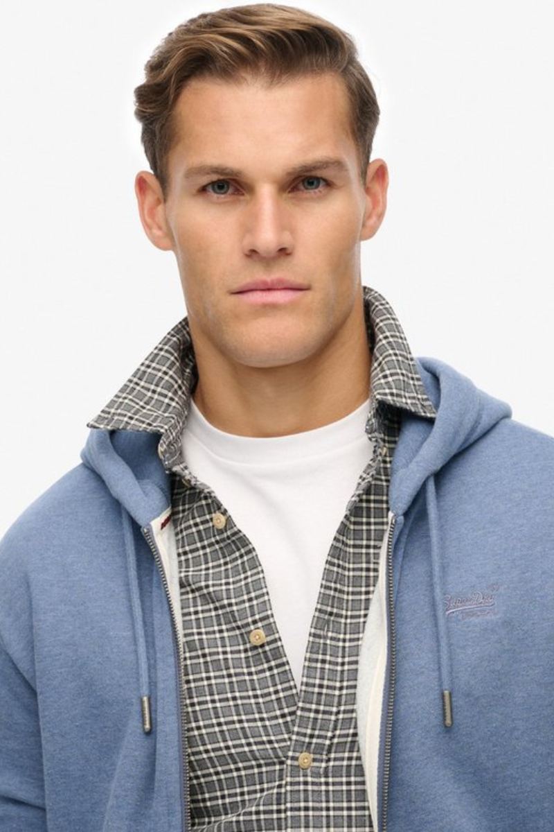 Superdry Essential Logo Zip Hoodie Blue