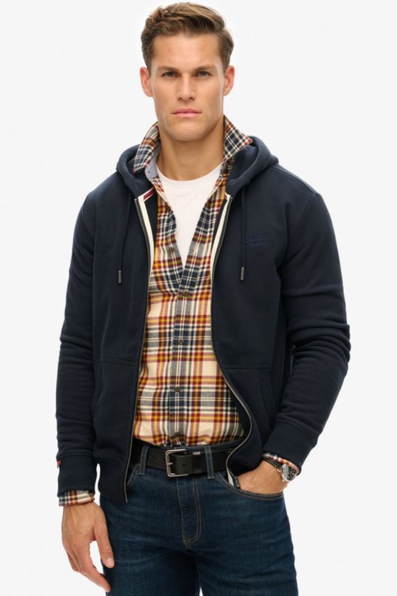 Superdry Essential Logo Zip Hoodie Navy
