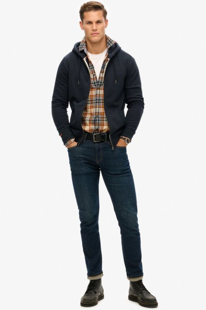 Superdry Essential Logo Zip Hoodie Navy