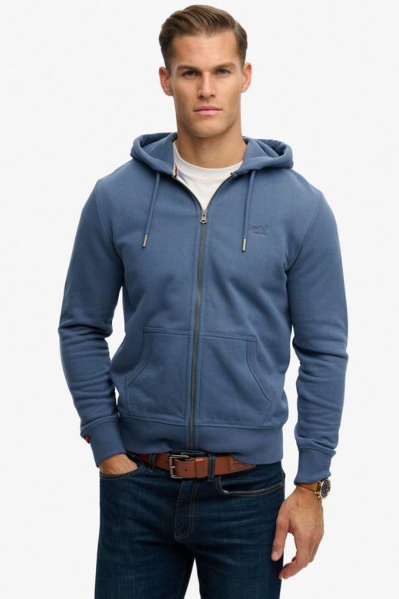 Superdry Essential Logo Zip Hoodie Indigo