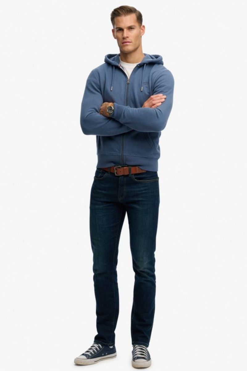 Superdry Essential Logo Zip Hoodie Indigo