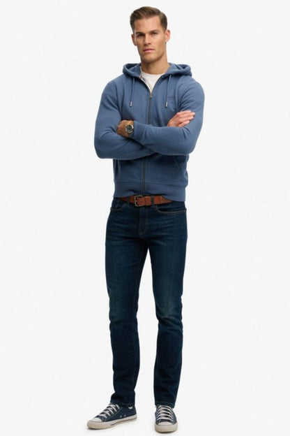 Superdry Essential Logo Zip Hoodie Indigo