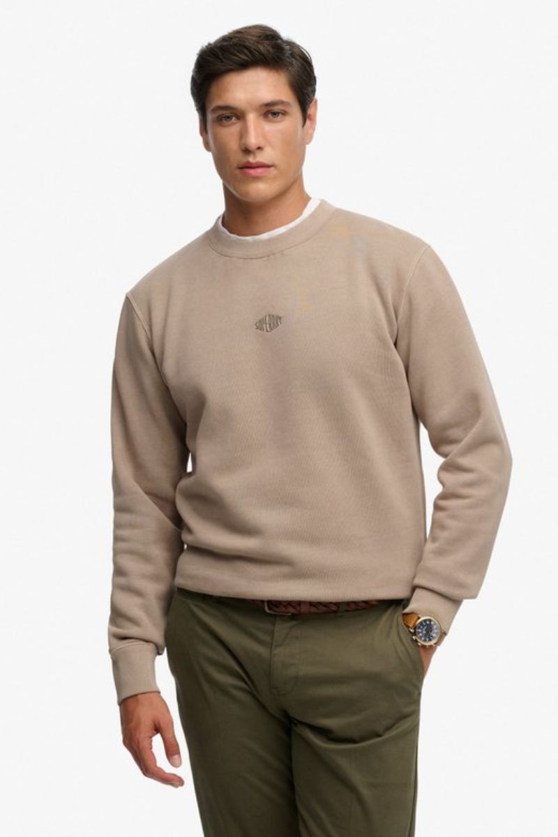 Superdry Micro Logo Crew Beige