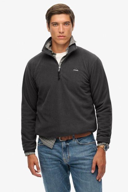 Superdry Polar Fleece Half Zip Jumper Charcoal
