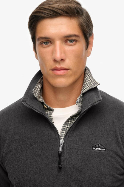 Superdry Polar Fleece Half Zip Jumper Charcoal