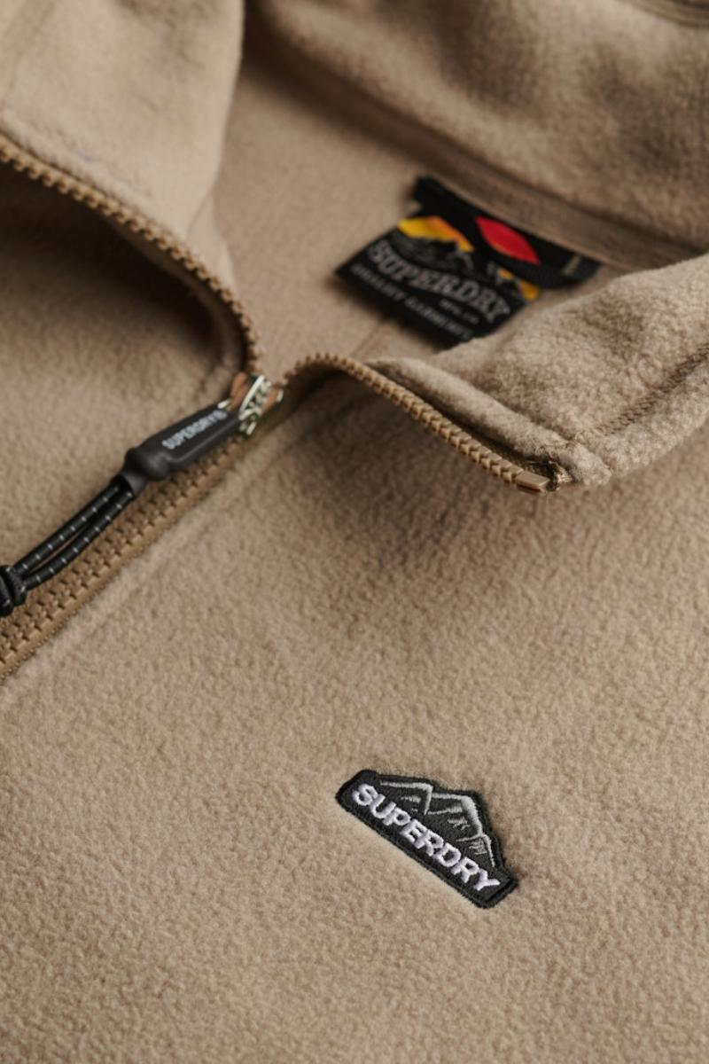 Superdry Polar Fleece Half Zip Jumper Beige
