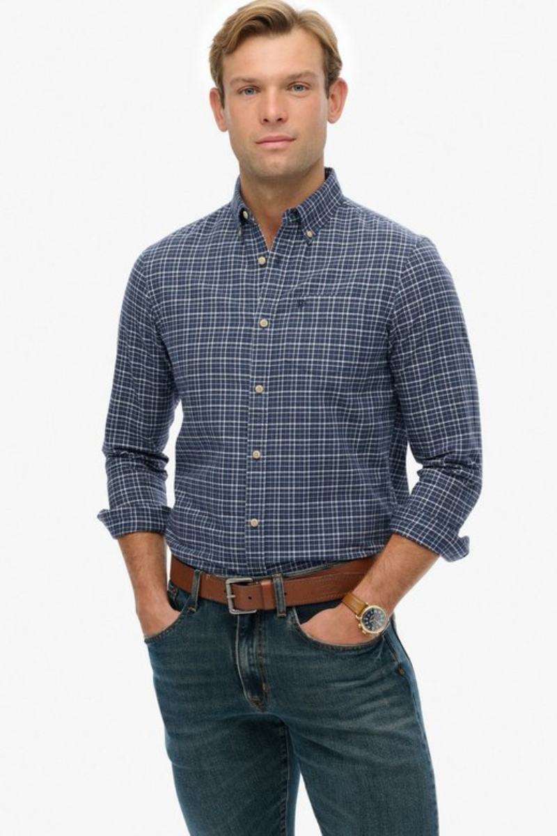 Superdry Premium Check Shirt Navy