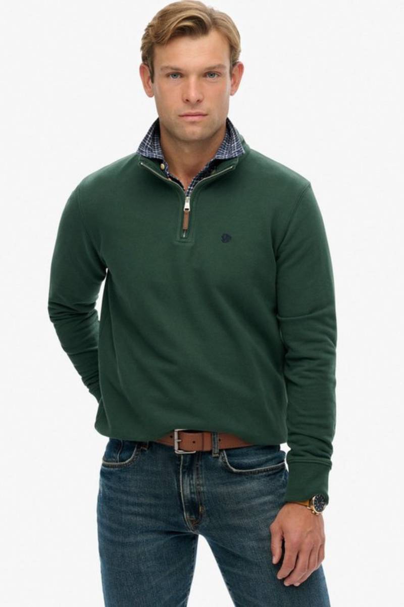 Superdry Preppy Half Zip Sweatshirt Green
