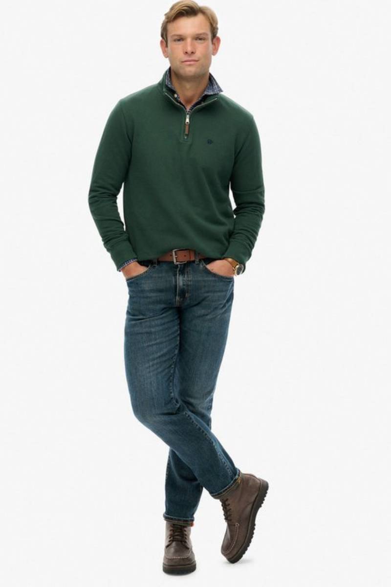 Superdry Preppy Half Zip Sweatshirt Green