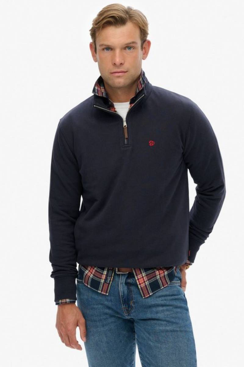 Superdry Preppy Half Zip Sweatshirt Navy
