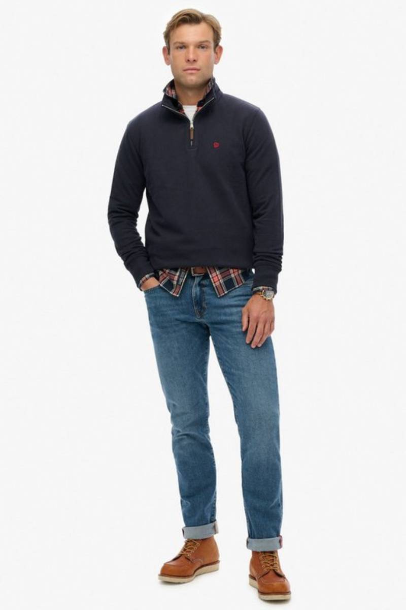 Superdry Preppy Half Zip Sweatshirt Navy