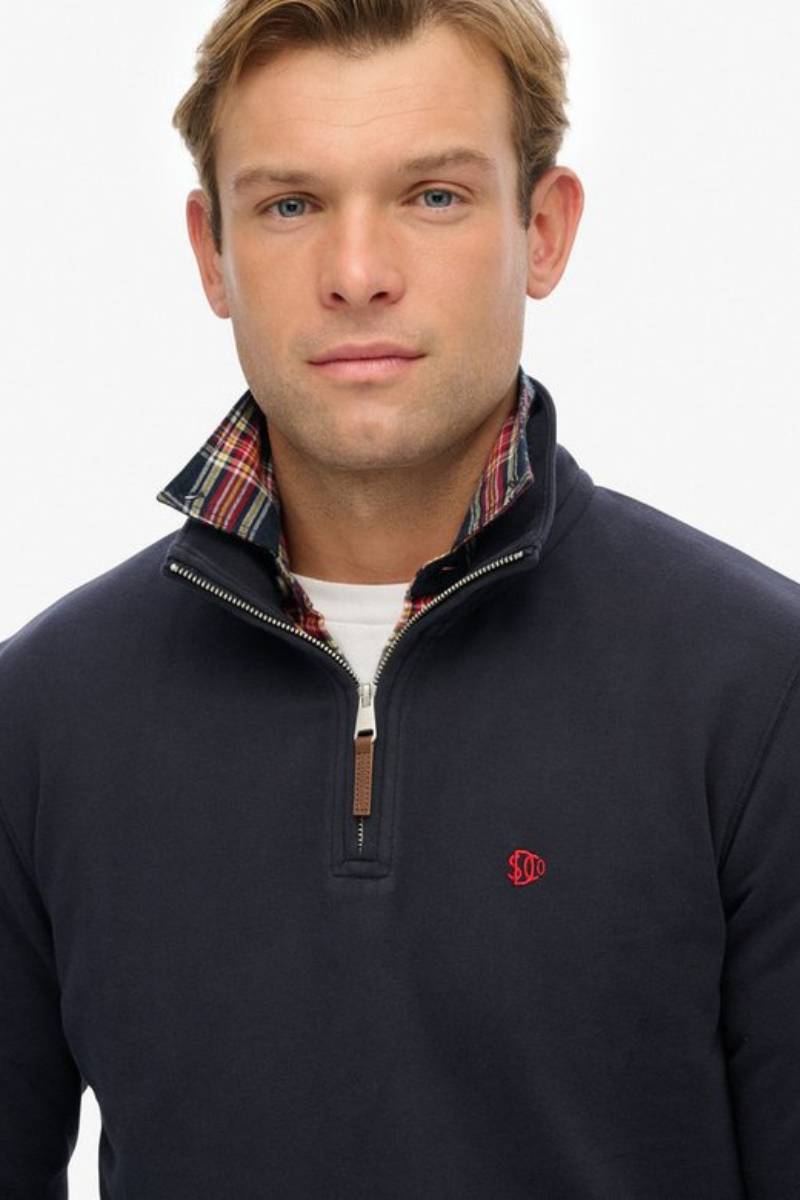 Superdry Preppy Half Zip Sweatshirt Navy