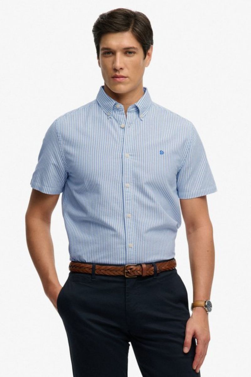 Superdry Preppy Oxford SS Shirt Sky Stripe