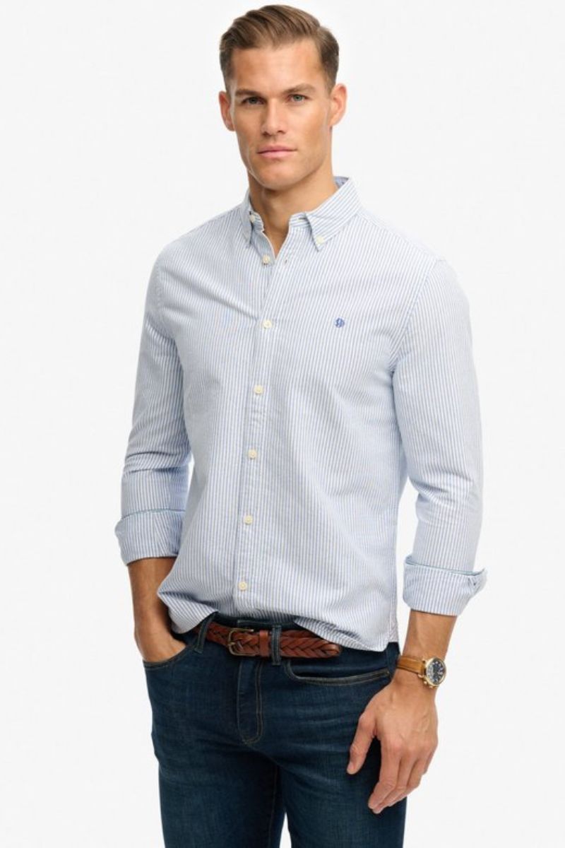 Superdry Preppy Oxford Shirt Blue Stripe